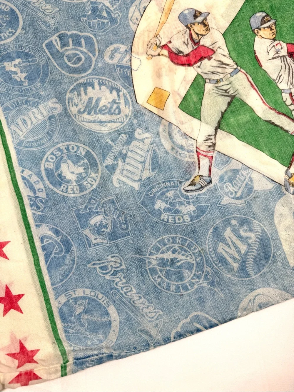 VINTAGE THE BIBB COMPANY MLB LogosBaseball Pillowcase 1994 Made In USA 90s Retro